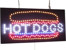 Hot Dogs Sign, TOPKING Signage, LED Neon Open, Store, Window, Shop, Business,