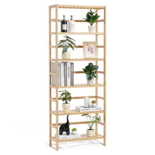 Tier bamboo bookshelf ladder - bamboo,