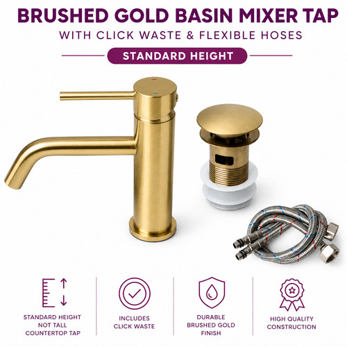 Brushed gold basin - brushed, tap