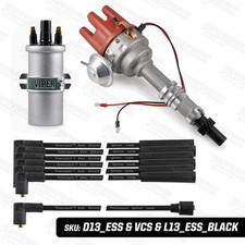 Ford Essex V6 Electronic Distributor Viper Non Ballast Coil Black 8mm HT Leads