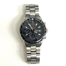 Seiko Pilot Chronograph 7T92 00F0 Quartz Watch 40mm Black Dial Men's Rare