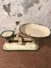 853a  Antique / Vintage Cast Iron Enamel  Kitchen Weighing  Scales