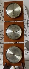 VINTAGE Weather Station BAROMETER / HYGROMETER / THERMOMETER Wood MCM Fischer