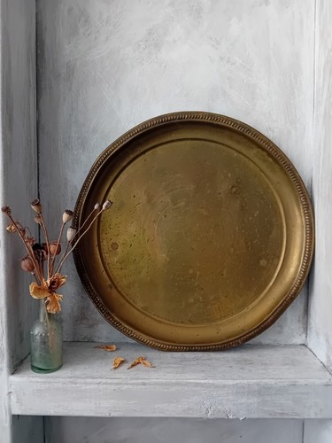 Antique vintage brass tray - antique,