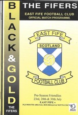 East Fife v  Plymouth / Rochdale / Notts County July 2001 ** MINT **