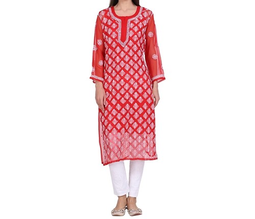 Lucknowi chikankari kurti with - lucknowi,