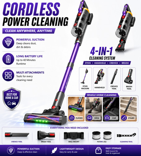 Cordless vacuum cleaner - cleaner, 4in1