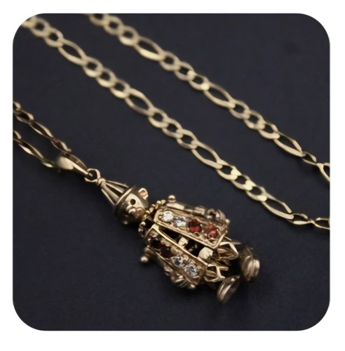 9ct clown pendant with figaro - clown,