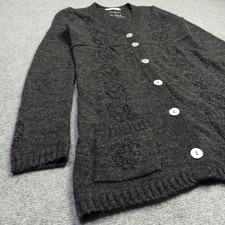 Odd Molly Alpaca Wool Women Cardigan 0 - XS Grey Pointelle Knit Long Sweater 886