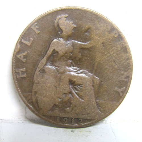 1912 half penny coin george - penny,