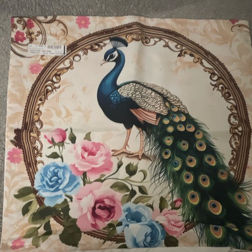 Peacock cushion cover - peacock, floral