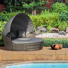 Rattan Garden Round Daybed Sun