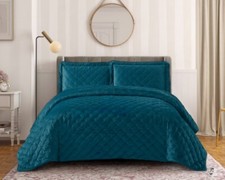 Velmoire Embroidered Luxury Velvet Throw Bedspread Bedding King &Pillowshams