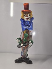 Murano Style Hand Blown Glass Clown Figurine 33cm – Colourful – Small Chip