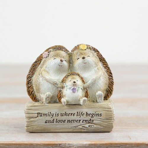 Hedgehog family message resin - family,