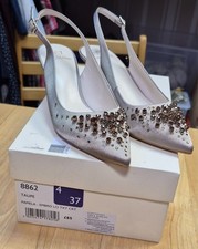 No.1 Jenny Packham Slingback Heel Shoes - Taupe - Size UK4/EU37 - New In Box