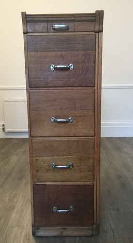 Antique oak four drawer filing