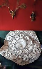 Huge Circular Antique Vintage Irish Crochet  Linen White tablecloth Christmas