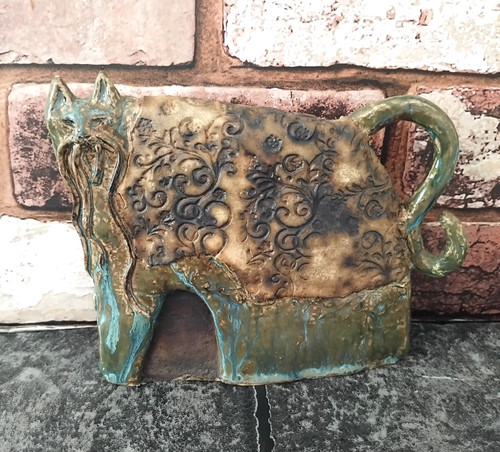 Studio pottery green folded - pottery,