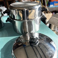 Vintage Saladmaster Stainless Steel 6 Quart Qt Stock Pot W Two Pot & Lid 3 Piece