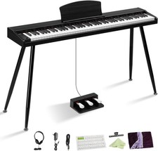 Glarry 88 Key Semi-Weighted Digital Piano Keyboard with Stand & 3 Pedal Black