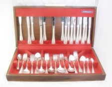58 Piece Canteen Cutlery Vintage Silver Plate Community Beaded Set 8 Settings