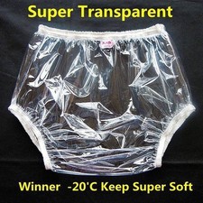 Adult Waterproof Vinyl Incontinence Pants Plastic Knickers Underwear Clear U2U6