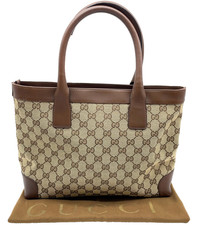 Auth Gucci 002.1119 GG Canvas Leather Beige Brown Hand Bag W/Dustbag i100085