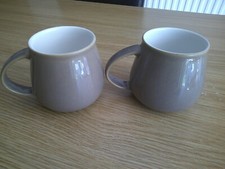 DENBY TRUFFLE  BROWN TAUPE CURVED MUGS X 2 FREE UK POST