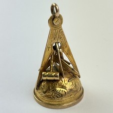 Antique 9ct Yellow Gold Masonic Watch Fob 3.2cm 4g 1905
