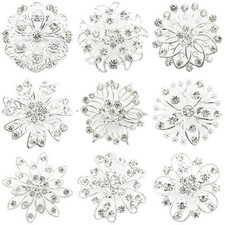 New Silver Pin Brooches for Women UK Wedding Bouquet Glass Crystal Ladies Brooch