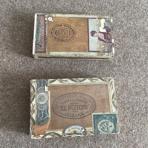 Pair vintage wooden cigar - of,