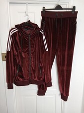 Vibes Womens Burgundy Velour Jog Suit Size L
