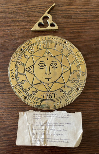 Brass garden sundial sun face - sundial,