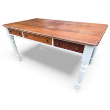 Victorian Pine Farmhouse Kitchen Table with 3 Drawers 150cm Rustic Dining Table