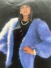 Vtg 80s Paccia knitting pattern 410 Mohair Long Jacket wirh Cable Edge 38-44”