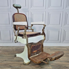 Antique Triumph Barbers Chair - Cast Iron & Cane Display Tattoo Barber