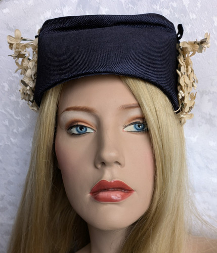 Vintage 1940 navy - 1940's, straw