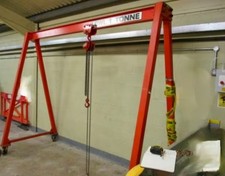 Mobile 'A' Frame Gantry Crane with Pelloby SWL 1 Ton Chain Engine Gearbox Hoist.