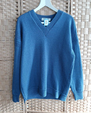 Guernsey Woollens V Neck Jumper Blue Pure New Wool 44 Inch
