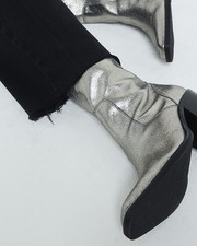 River Island Womens Silver Leather Ankle Low Boots Size UK 4