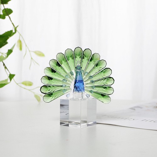 Crystal peacock figurine - crystal,