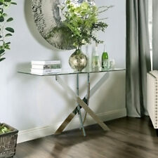 Glass Console Table Chrome Legs Modern Hallway Entryway Hall Table Display Stand