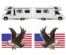 Pair Bald Eagle + Stars & Stripes USA Flag, 1 Metre Long for Van Caravan Camper