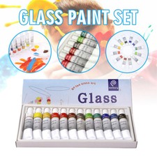 12 Colour/Set Waterproof Non Toxic Glass Paint Tube Set Painting Kit