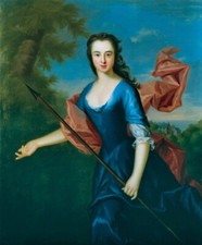 Oil painting Allan-Ramsay-Katherine-Hall-of-Dunglass-hunting girl with javelin