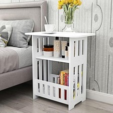 White Small Bedside Table Nightstand Coffee Tea Table Nightstand Storage Shelf