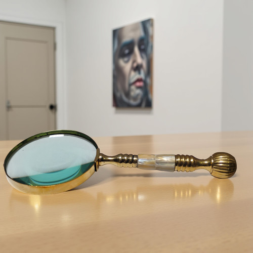Antique heavy brass - brass, magnifying