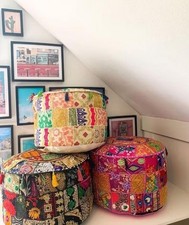 Indian vintage patchwork pouf - vintage,