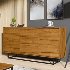 140cm Loft Retro Industrial Sideboard | Vintage Oak Cabinet | Chest of Drawers